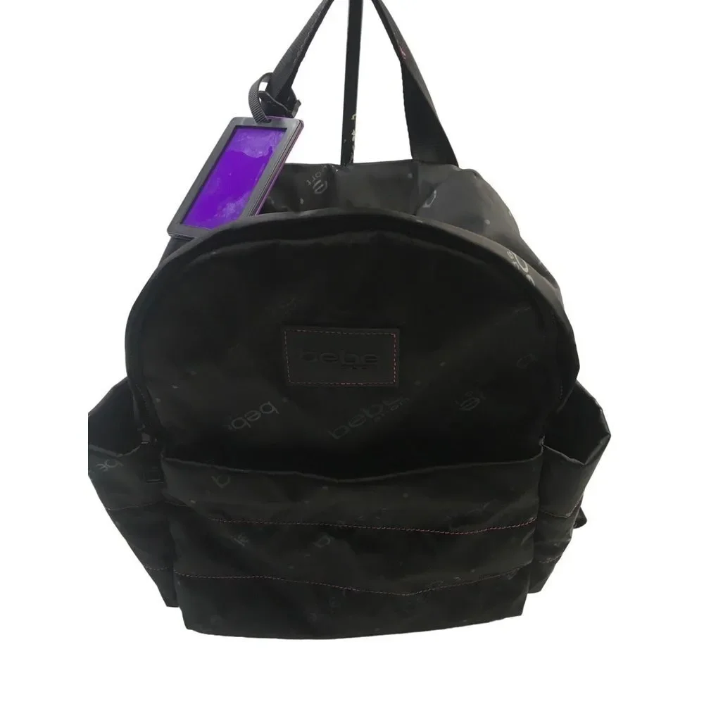 Bebe Sport Black Backpack With Pink Stitching & Branding‎ Nylon
